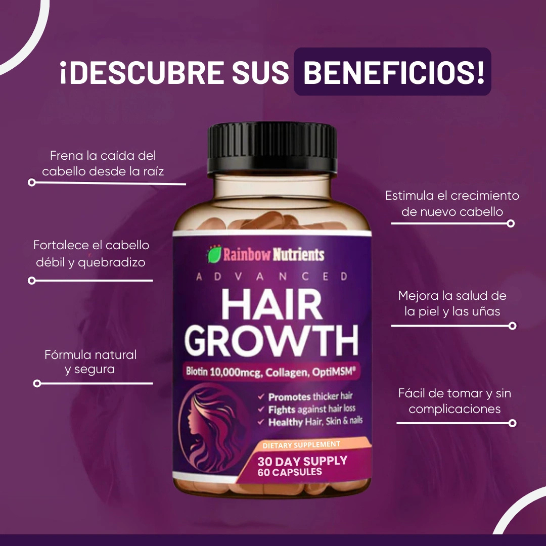 💯Vitaminas HAIR GROWTH - Más volumen, más brillo en tu Cabello y Uñas firmes