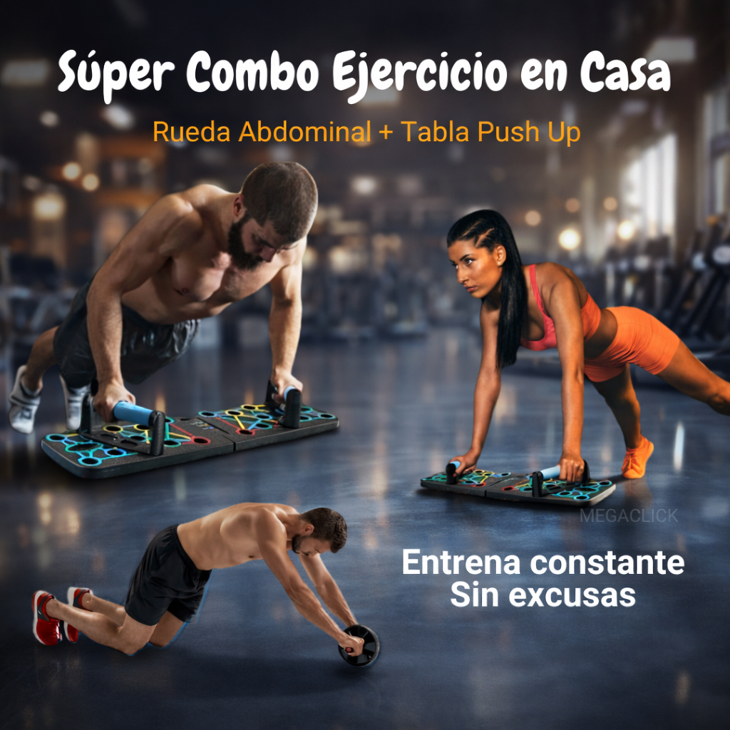 💪El combo que te hace entrenar desde casa.🔥 Rueda + Tabla Push Up