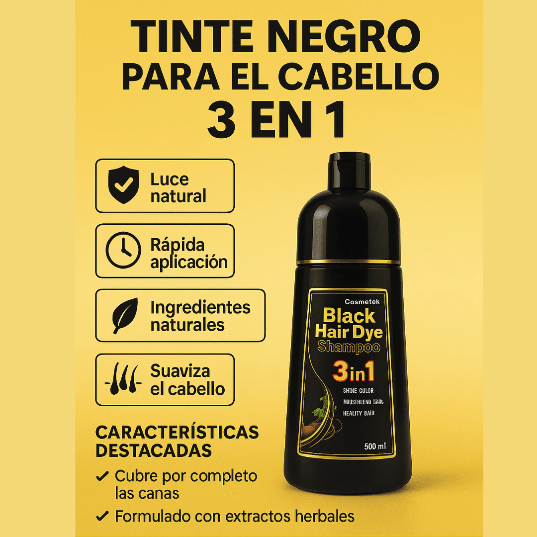 Shampoo 3 en 1 - Tiñe, Hidrata y Limpia