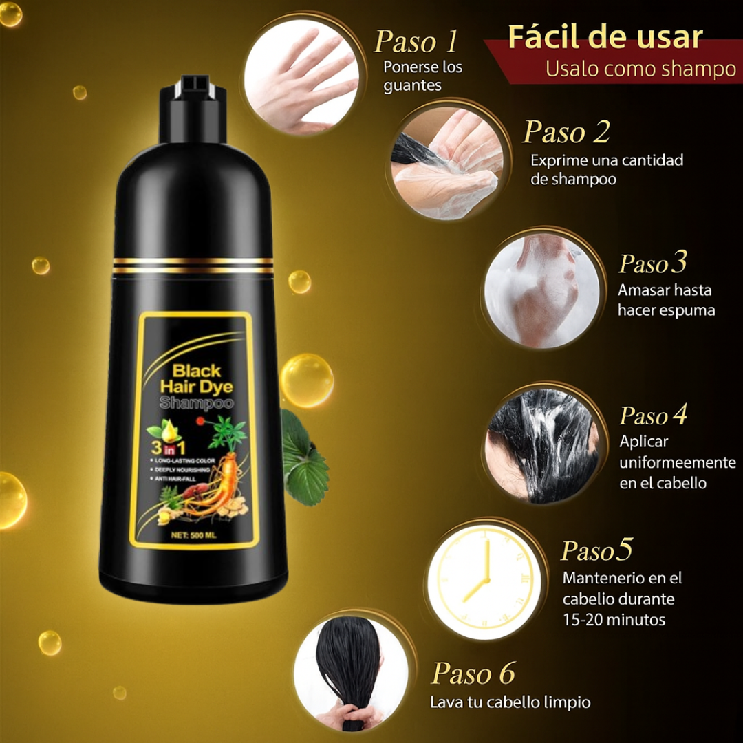 Shampoo 3 en 1 - Tiñe, Hidrata y Limpia